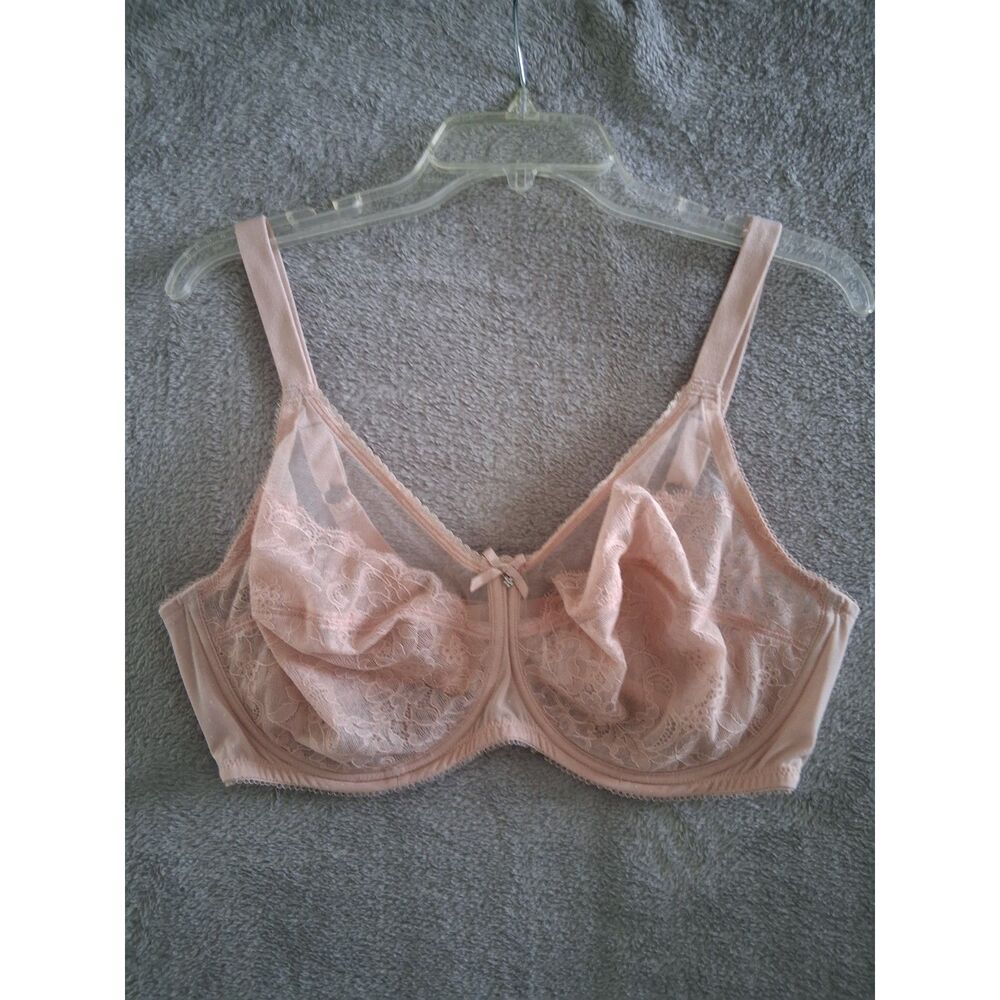 Wacoal 42DD Bra Retro Chic Full Figure Underwire 855186 Rose Dust Chantilly Lace